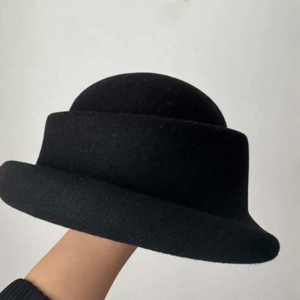 Vintage Looking British Top Hat Beret Woolen Formal Hat Woolen Rolled Edge Cap Fashion Show