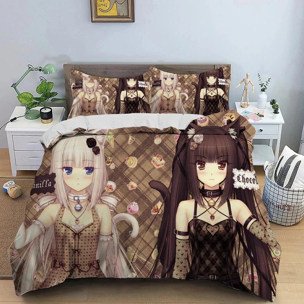 Soft Cozy Twin Queen 3D Print Anime Nekopara Sexy Girl Boys Girls Size Bed Kids Adult Home Textiles Quilt