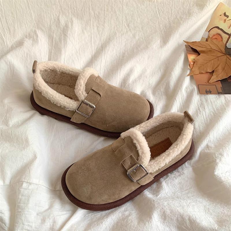 Mao Mao Shoes Women Wear Autumn and Winter New Fashion One-pedal Velvet Cotton Shoes Soft-soled Bread Bean Shoes