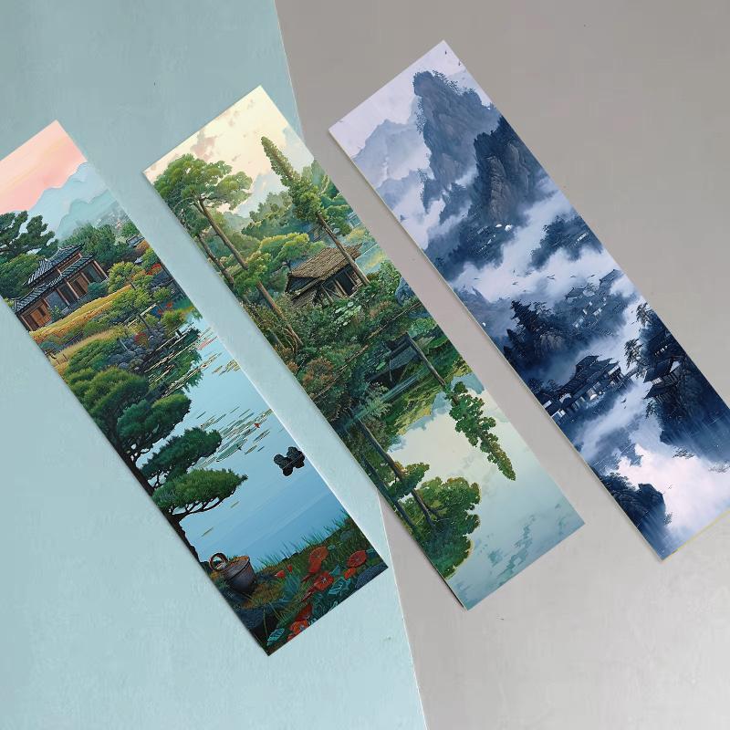 30PCS a Landscape of Lakes and Mountains Bookmarks Creative Gift Stationery Supplies Luggage Student Gifts Room Living Bookmark