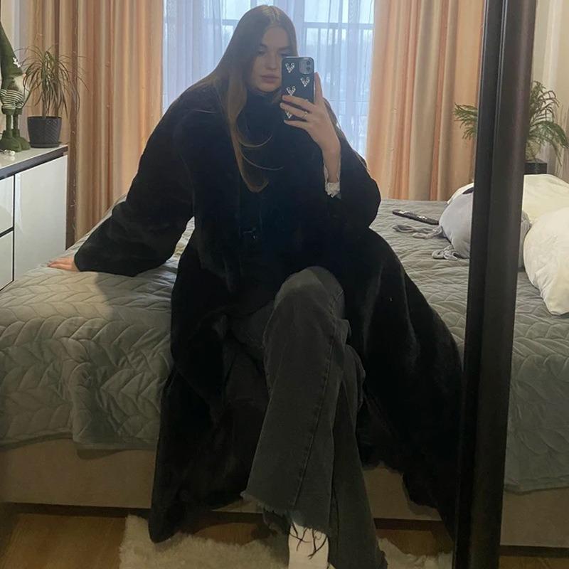 New Autumn and Winter Imitation Fur Coat Women's Thickened and Lengthened Imitation Rabbit Fur Coat Loose Warm Women's Clothing