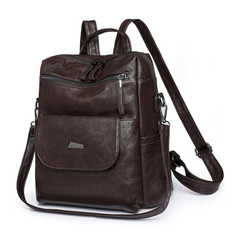 

[BOTATA] backpack ladies PU leather Smaller waterproof commute cute A4 Fashionable back ladies Anti-theft (NSSJB01-Brown)