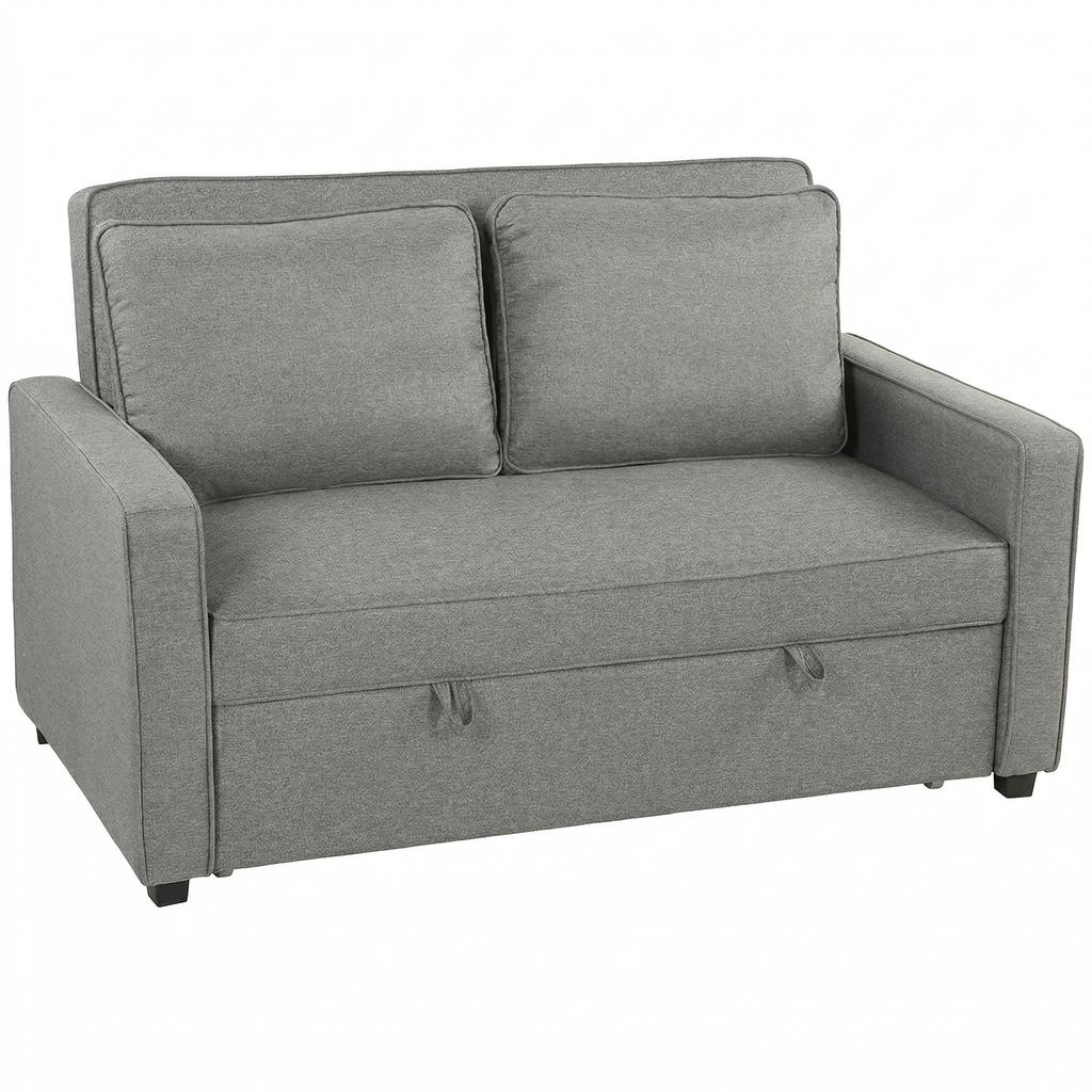 Double Sofa Bed Click Clack Sofa Bed Pull Out Bed with Adjustable Backrest for Living Room and Bedroom Grey