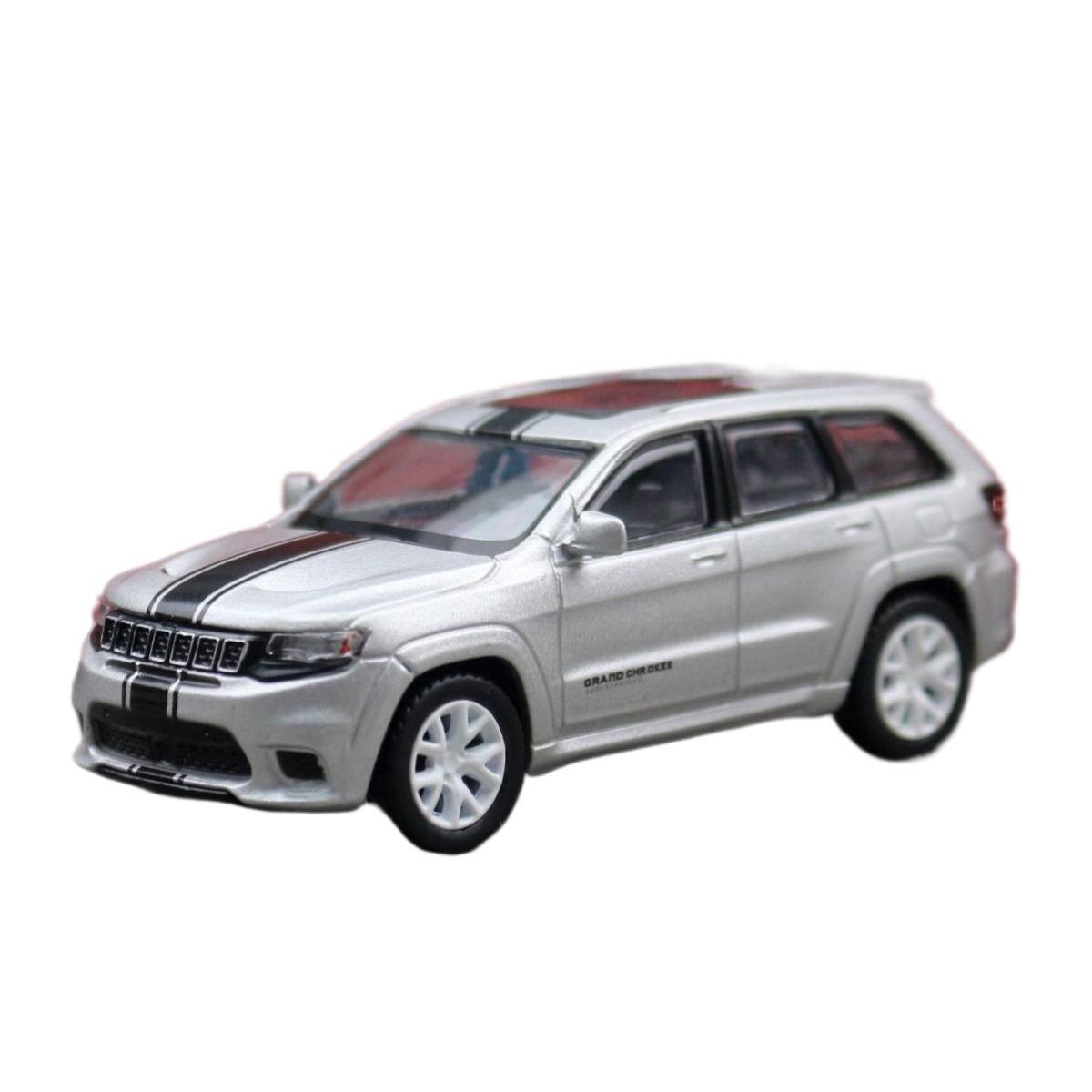 

1/64 Jeep Grand Cherokee Trackhawk Миниатюра 1:64 JKM игрушечная модель автомобиля внедорожник спортивный автомобиль свободные колеса литой металл коллекция подарок чёрный/серебряный