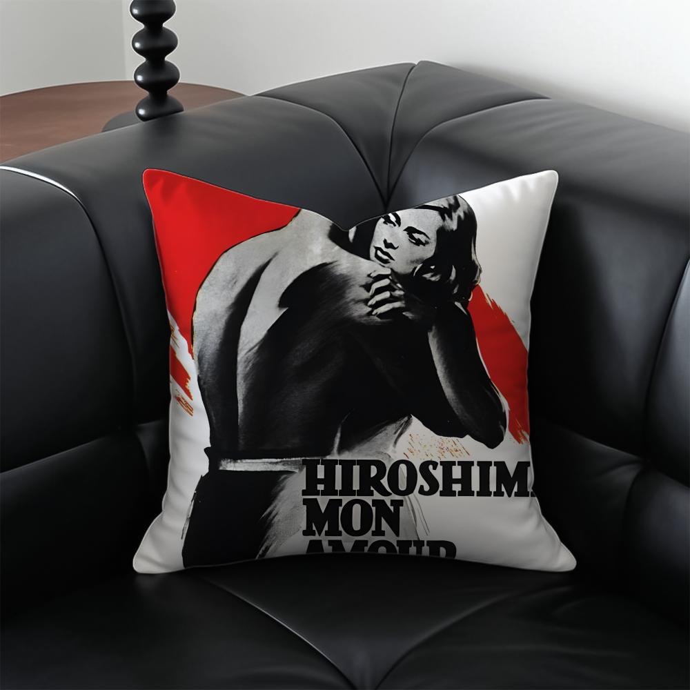 1PC HHiroshima MMon Amours Movie Cushion Cover Pillow Case Antidustmite Invisible zipper silky plush cushion