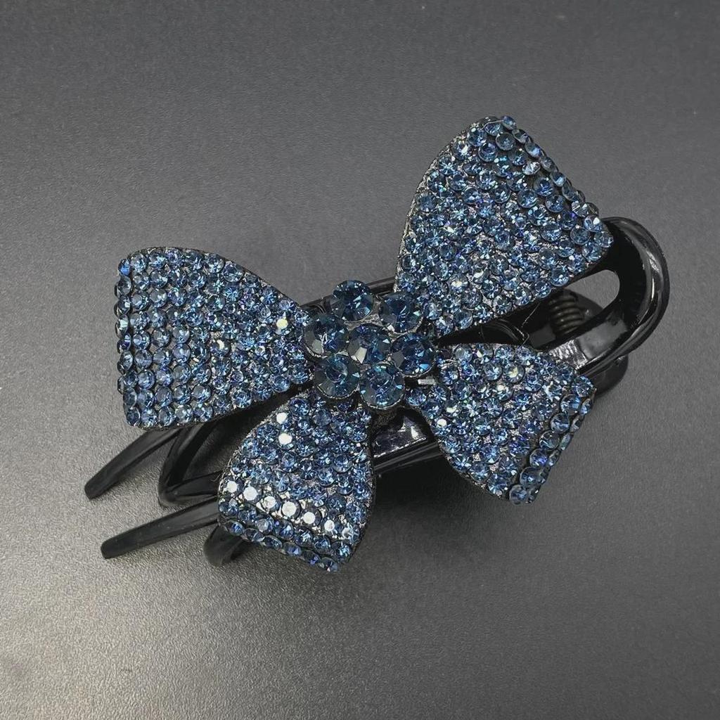 Korean Rhinestone Leopard Butterfly Hair Clip with Floral Design