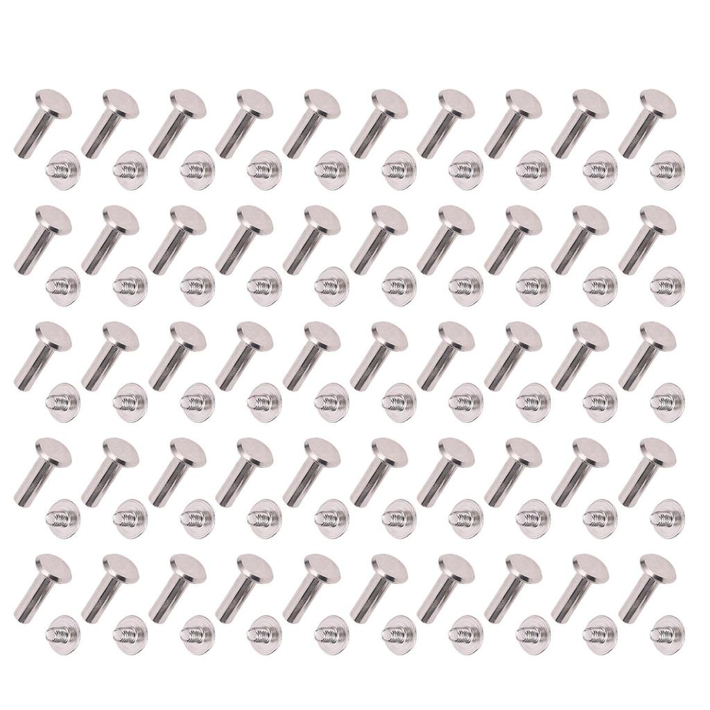 50 Sets Rivets Screws Kit M3.5 Stainless Steel Flat Round Fence Cleat Nuts for Leather Crafts