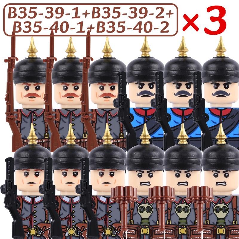 Soldatini Militari WW1 Blocchi da Costruzione Soldati Prussiani Esercito Fanteria Britannici Francesi Accessori Guerriero Mattoncini Giocattoli Ragazzi