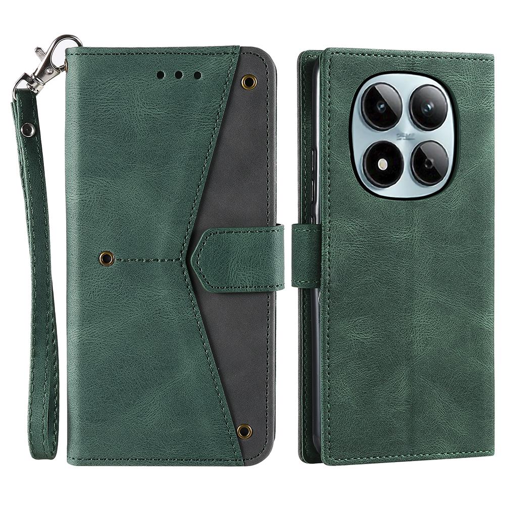 For Xiaomi Redmi Note 15 Pro 4G (Global) Leather Case Splicing Stitching Wallet Phone Cover with Wrist Strap
