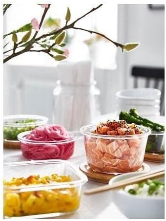 IKEA 365+: Storage Container with Lid, 14x9cm, Glass/bamboo (892.690.90)