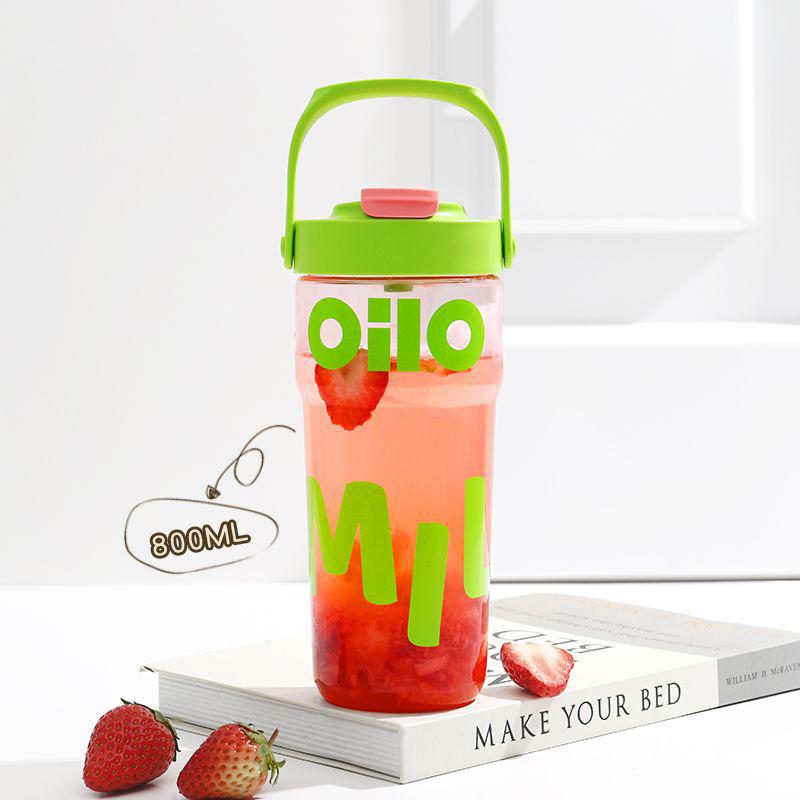 Summer Outdoor Tourism Plastic Cup With Handle Juice Cup Large Capacity Straw Cup Portable Anti-fall Fitness Water Cup