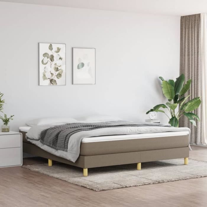 3144187 vidaXL Lit à sommier tapissier avec matelas Taupe 160x200 cm Tissu