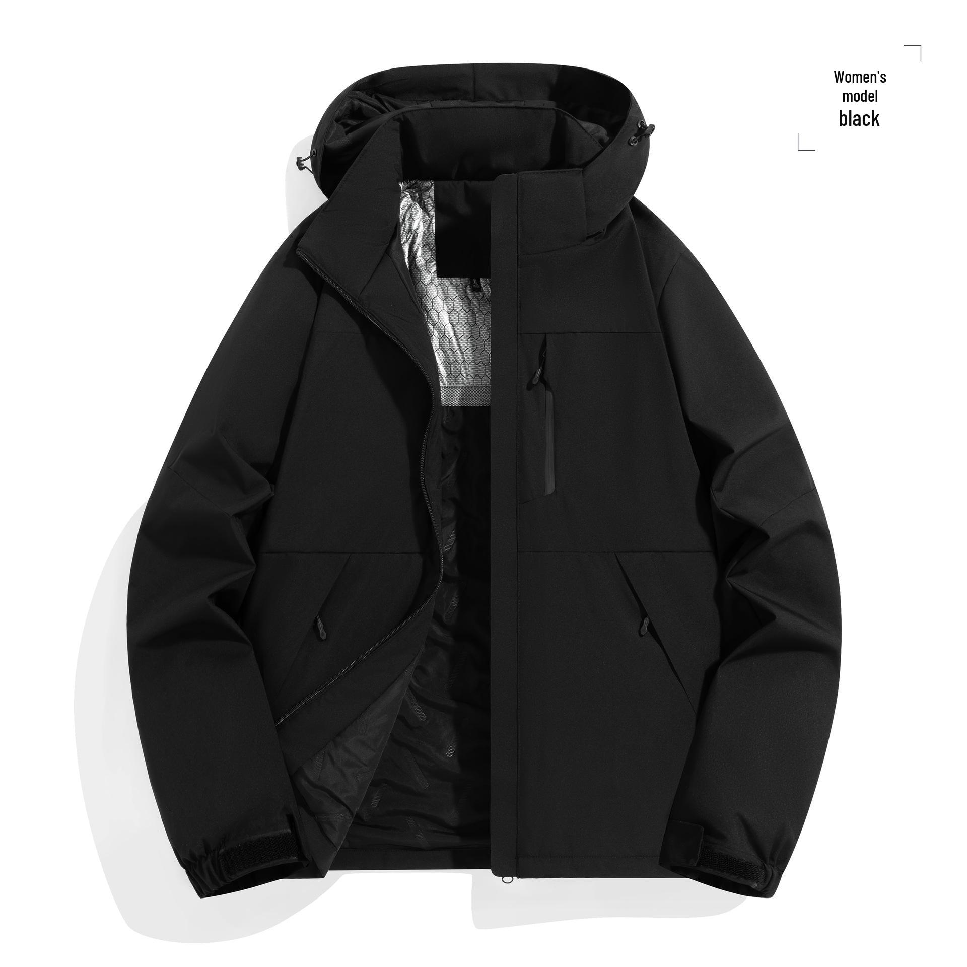 

Мужская и женская ветрозащитная куртка с капюшоном - Осенне-зимняя, толстая, с вельветовой подкладкой для тепла, костюм для альпинизма на открытом воздухе XL