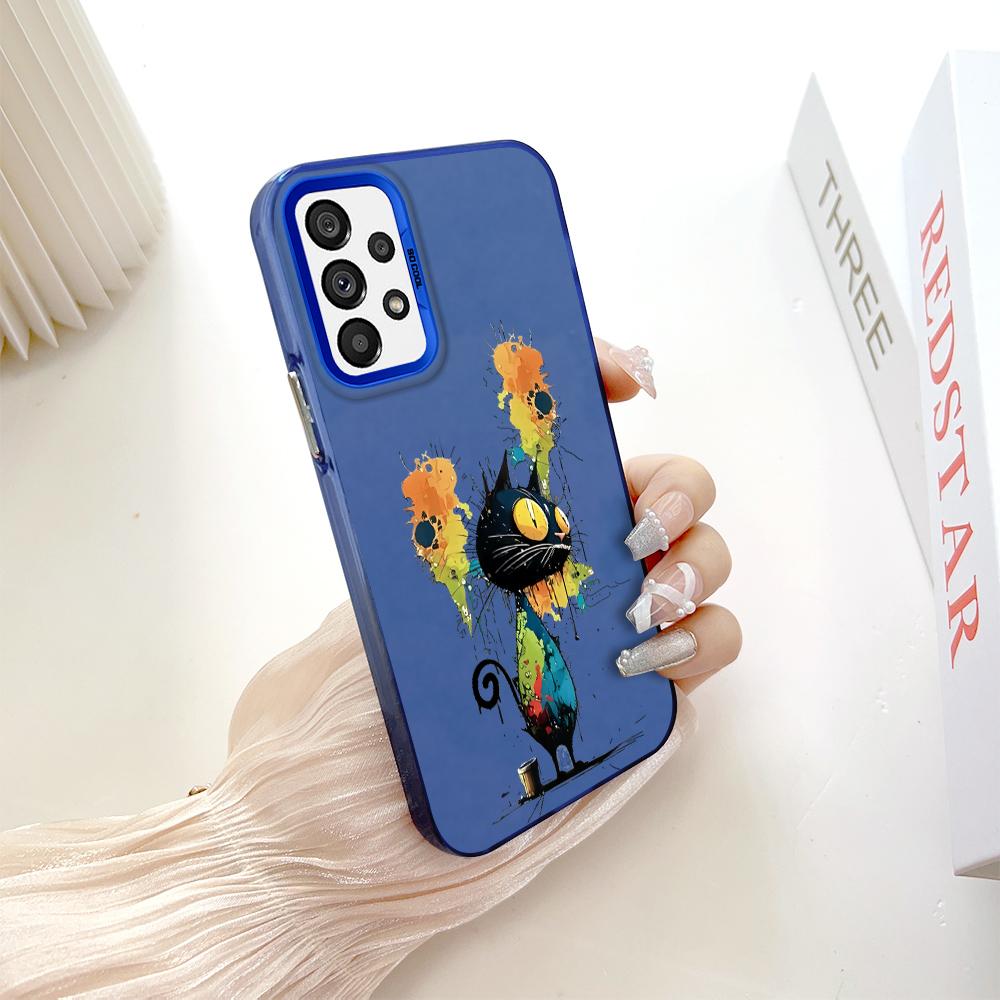 

Окрашенный узор, цветной серебристый, двухсторонний, жесткий, противоударный чехол для телефона Samsung Samsung M15 5G синий