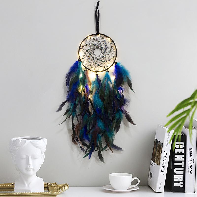 Indian Feather Wind Chime Hanging Ornament Dream Chaser Handmade Dream Catcher Room Bedroom Pendant Creative Crafts