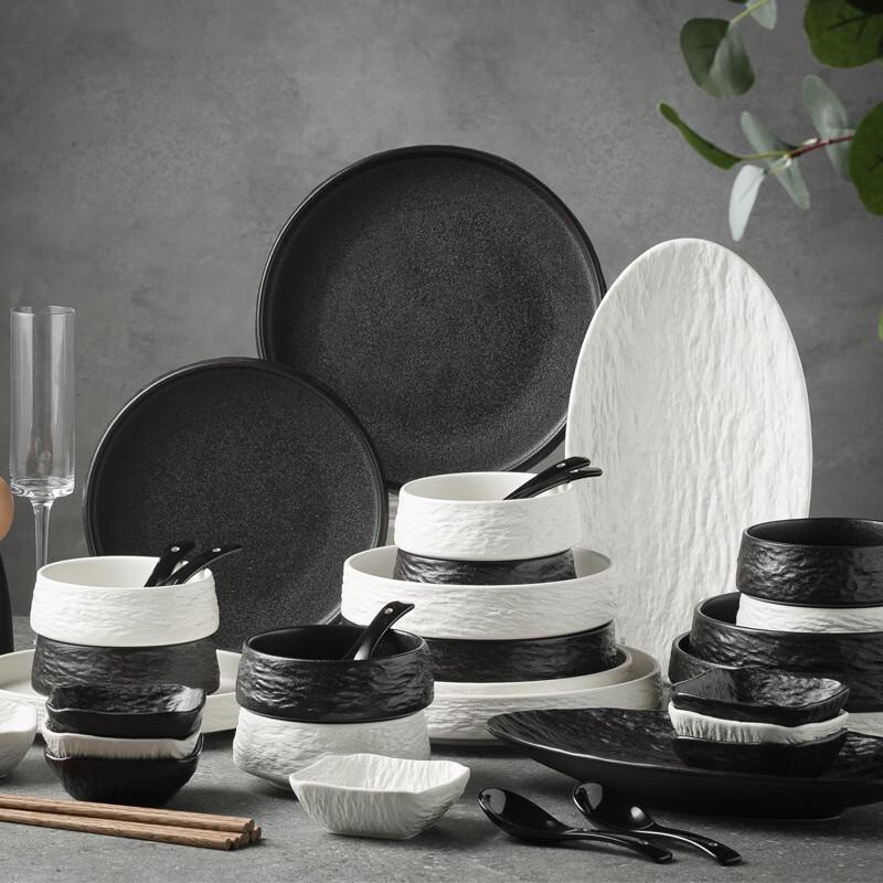ZISIZ Stone Pattern Ceramic Dinnerware Set