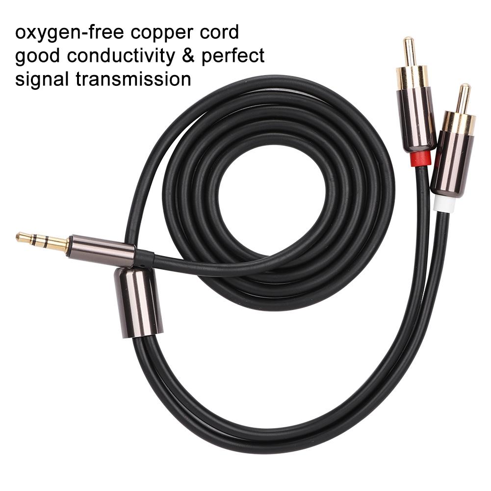 1m High Quality 3.5mm Male To 2 RCA Male Audio Adapter Cable Y Splitter Aux Cord Line (Black)