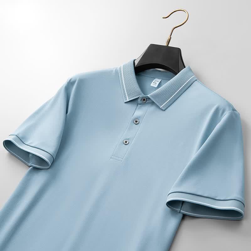 Dibinze Men's Plus Size Cooling Mulberry Silk Blend Polo Shirt