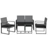 Vidaxl 5-Cz. Garden Furniture Set, Cushions, Dark Grey, PP Rattan