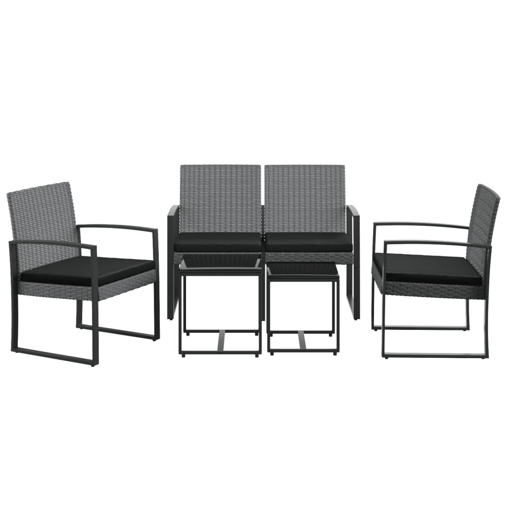 Vidaxl 5-Cz. Garden Furniture Set, Cushions, Dark Grey, PP Rattan