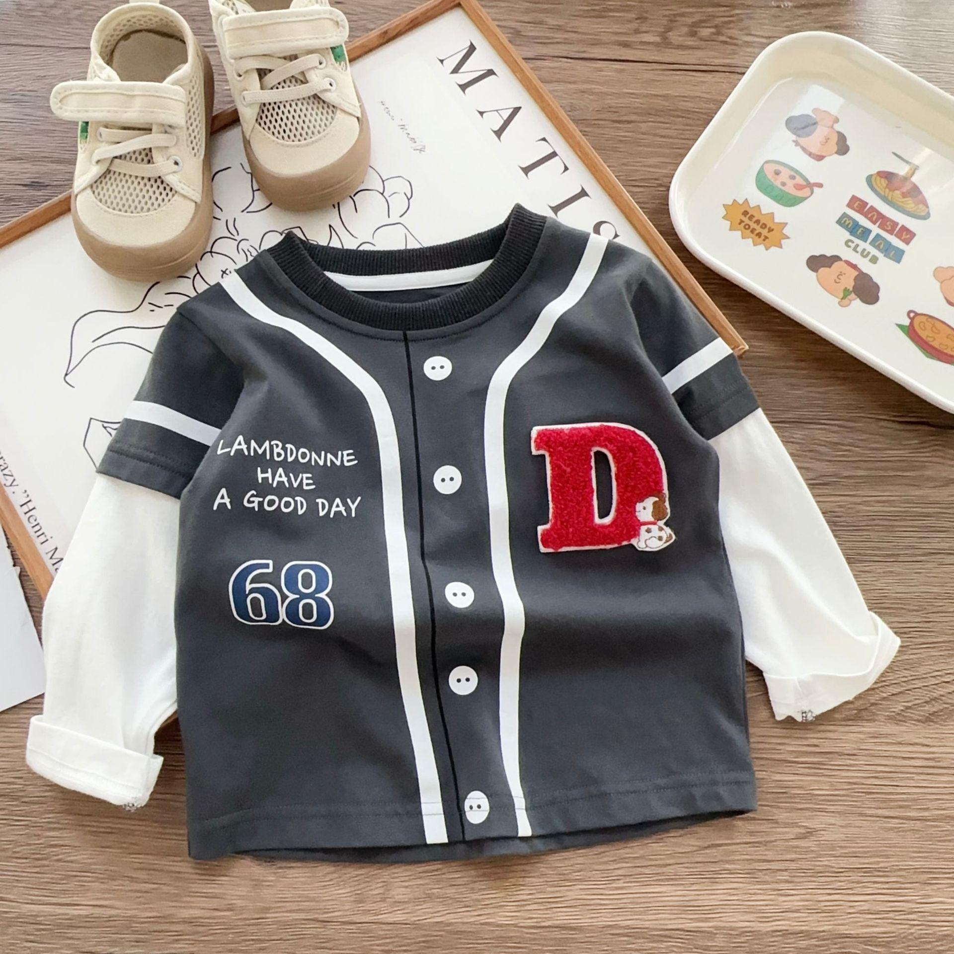 

Детская осенняя футболка с длинным рукавом для мальчиков 110 cm