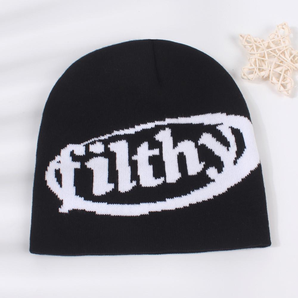 Fashionable Letter Knit Hat Men Women Winter Warm Ski Cap Outdoor Sports Beanie чёрный