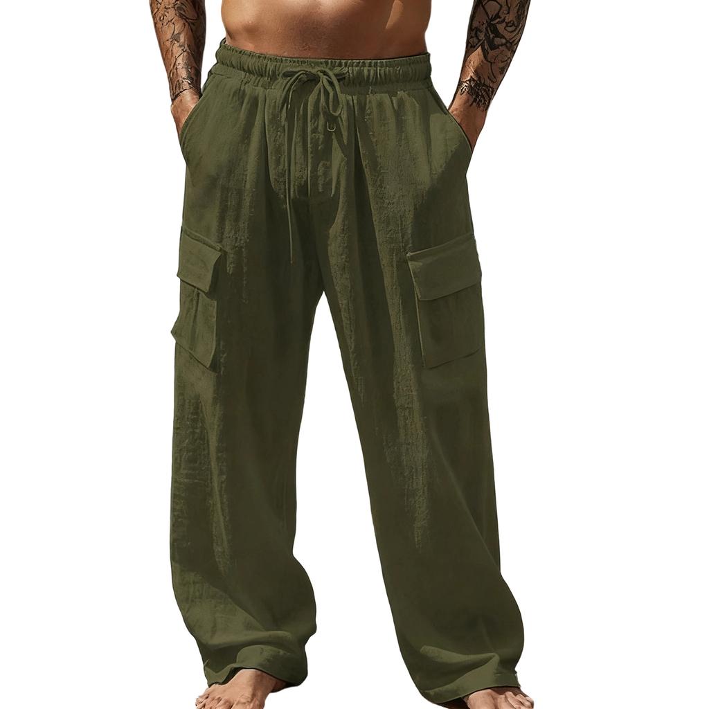 Pantaloni de lucru largi de agrement pentru bărbați, pentru sporturi în aer liber, cu buzunare multiple