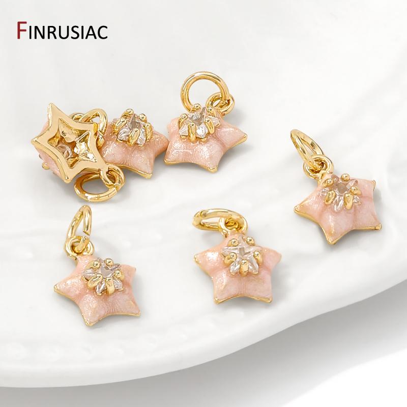 14K Gold Plated Brass Zircon Enamel Star Charms Pendants for Jewelry Making Earrings Necklaces Bracelets DIY Crafts Accessories