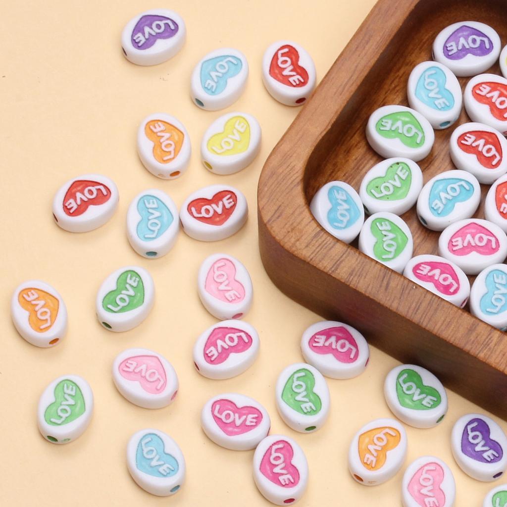 Akrylowe Koraliki Miłości 30szt. Koraliki w kształcie serca 12,5*9,5mm Urocze Luźne Koraliki Przekładkowe Biżuteria na Walentynki DIY Rzemiosło Bransoletka Naszyjnik