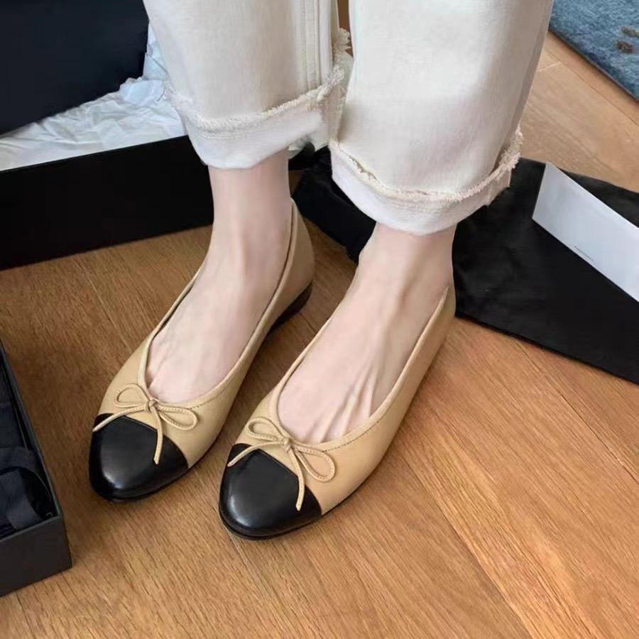 New Women's Flat Shoes Fashionable French Elegant Bow Single Shoes Round Head Shallow Mouth Soft Bottom Flat Shoes2025