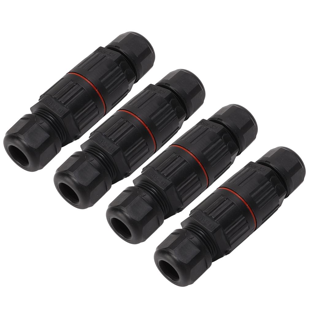 4 Pcs Wire Connectors 5 Core IP68 Waterproof Screw Crimping PA66 Aviation Plug Cable Connector 450V 32A