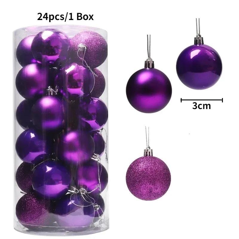 24Pcs 3cm Christmas Balls Christmas Tree Decoration Xmas Hanging Tree Pendants Home Party Christmas Tree Decor New Year Gifts