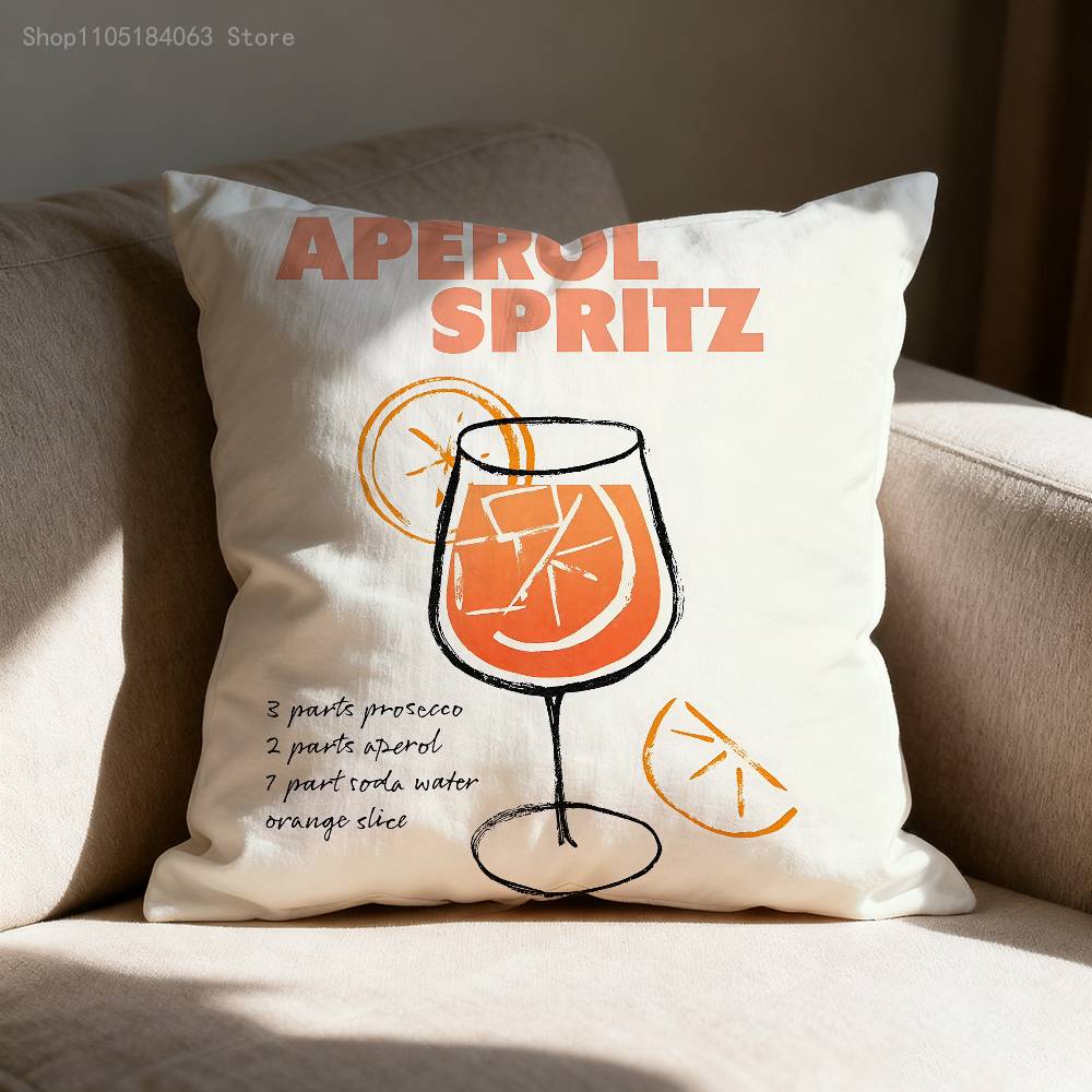 A-Aperol Spritz Kissenbezug für 45x45cm 40x40cm 55x55cm 50x50cm 30x30cm Quadratischer Auto-Kissenbezug Hülle