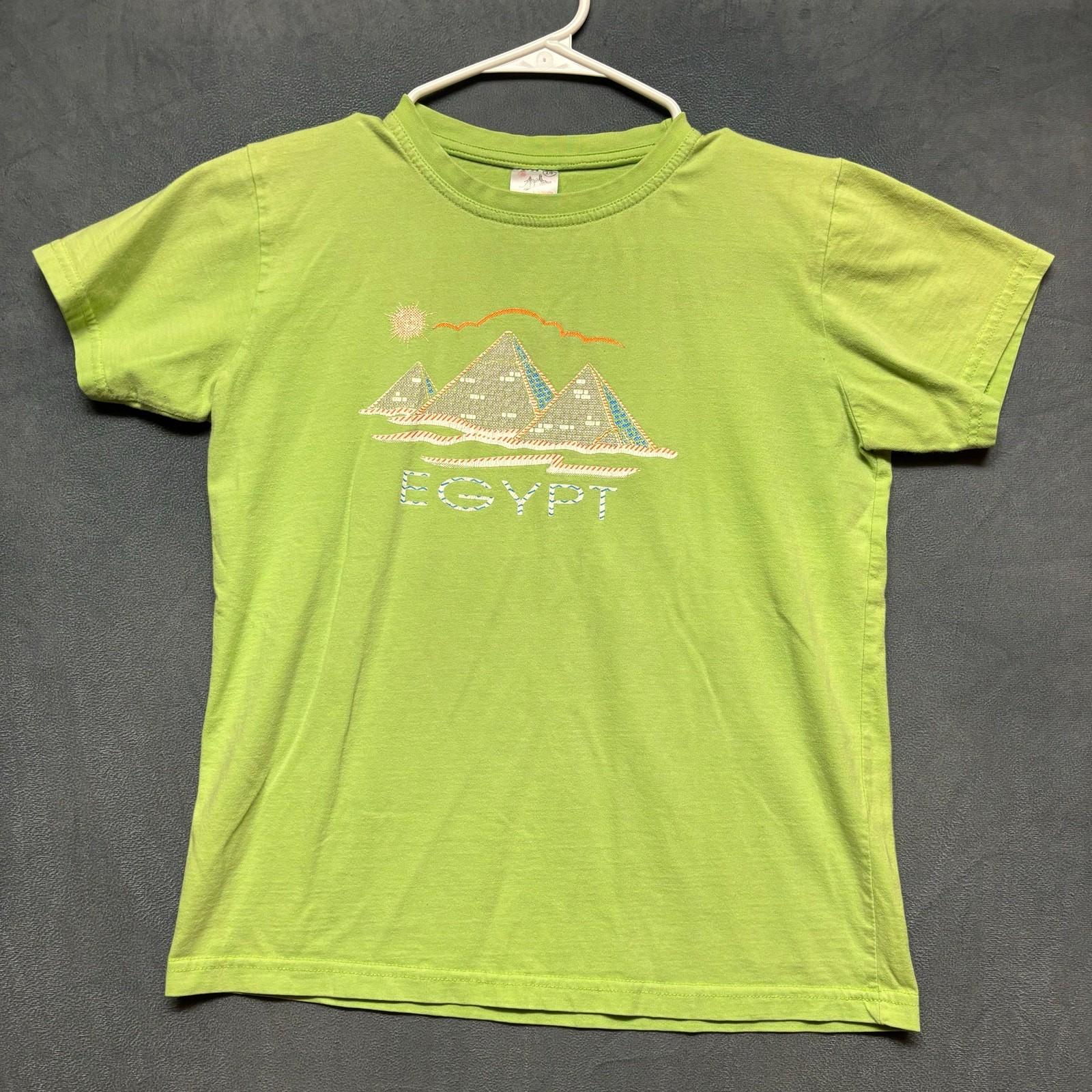 Vintage Egypt Shirt Kids Large Pyramids Graphic Print Made in Egypt Vacation S