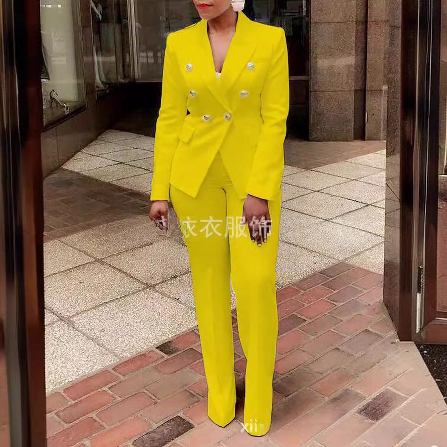 Women's Outerwear Blazer Long Sleeve Pants Set - Elegant Business Casual Outfit