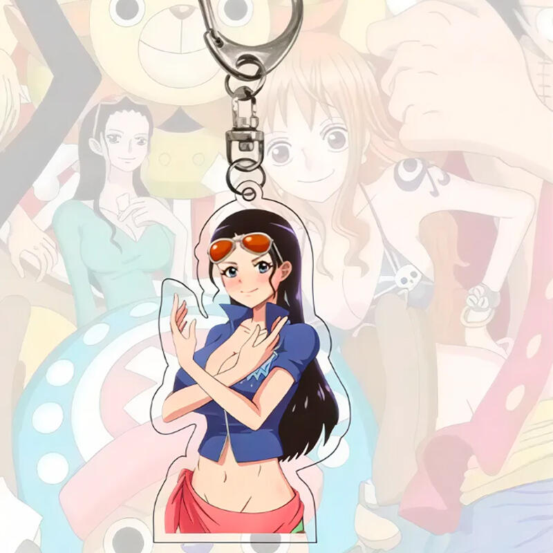 Anime Acrylic Keychains for One Piece Sanji Portgas D. Ace Straw Hat Crew Trafalgar Law Q Version Bag Pendant Acrylic Key Ring