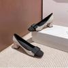 Pantofi noi de toamnă pentru femei, modă, cu vârf pătrat, decolteu jos, fundă, slip-on, tocuri antiderapante