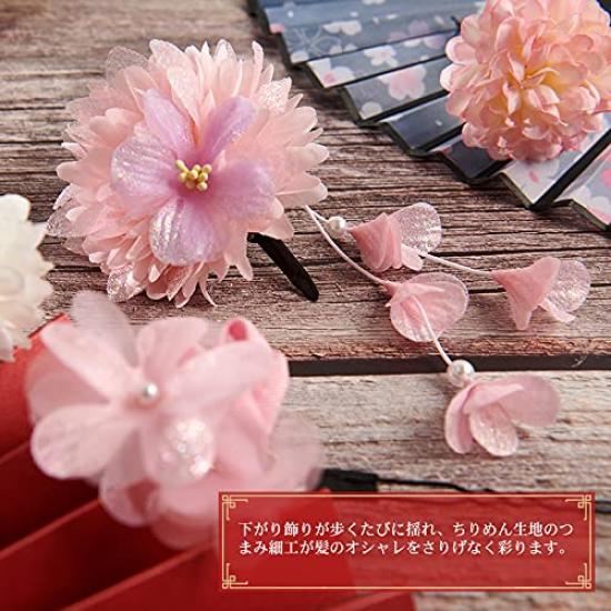 OTAKUMARKET Hair Accessories Set (4 pieces) for Yukata, Shichi-Go-San, Coming-of-Age Ceremony, Hakama, Kimono, Furisode, Traditional Japanese
