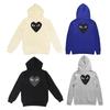 Siyah Kalp Baskılı Kapüşonlu Sweatshirt Kadın Erkek Sonbahar Kış Bol Kesim Cepli Pamuklu Kazak