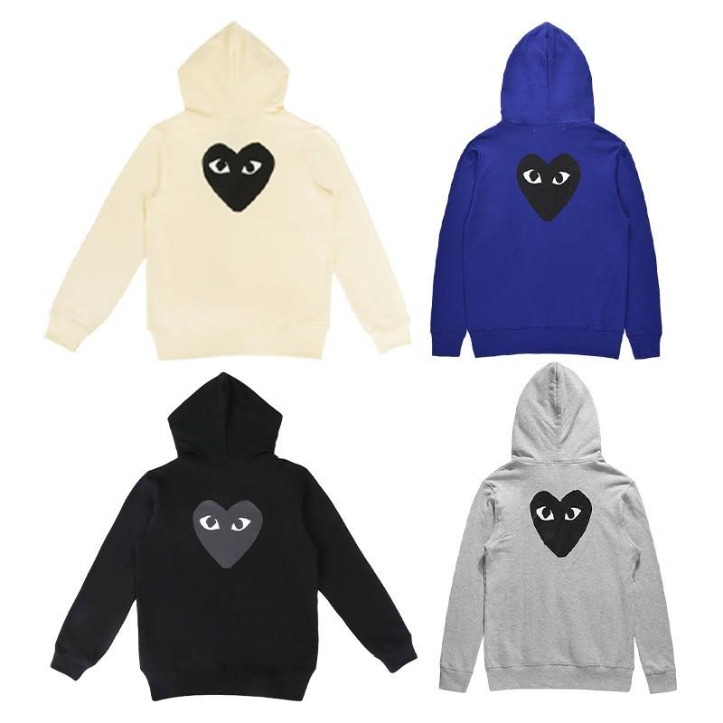Siyah Kalp Baskılı Kapüşonlu Sweatshirt Kadın Erkek Sonbahar Kış Bol Kesim Cepli Pamuklu Kazak