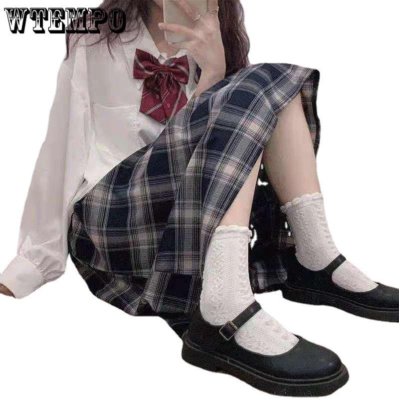 White Jk Socks Lolita Women Socks Mid-calf Thin Bubble Mouth Cute Japanese Uniform Lace Short Socks