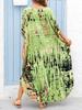 Kvinner Oversized Maxi Dress Tie Die trykt V-hals Beach Robe Cover Ups