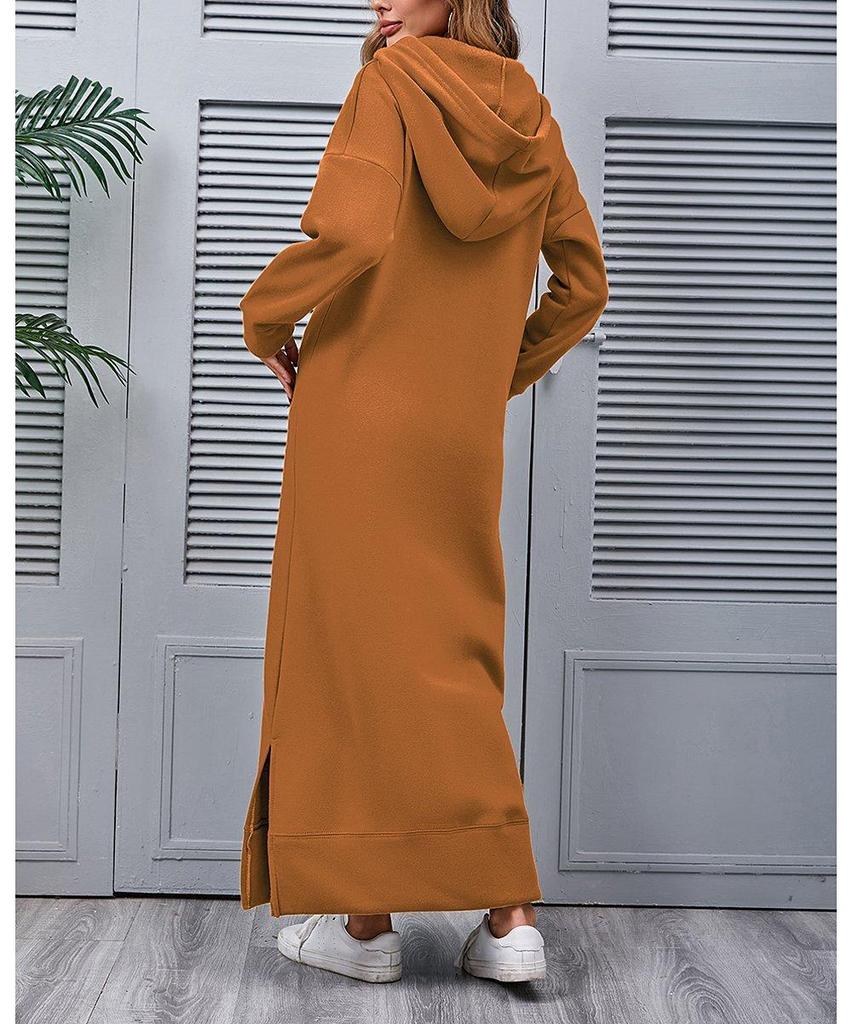 New Plus Size Knitted Hooded Fleece Dress with Pockets - Autumn/Winter Casual Fashion