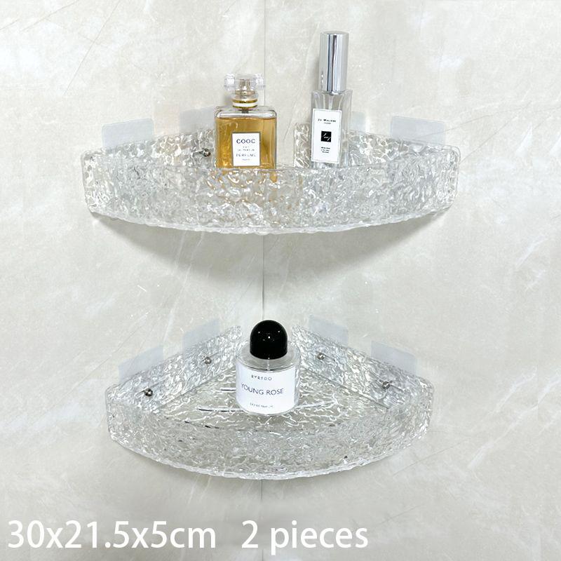 Wall Mounted Acrylic Bathroom Corner Shelf,Acrylic Bathroom Rack,Floating Shower Corner Shelf,Shower Shelf for Storage & Display