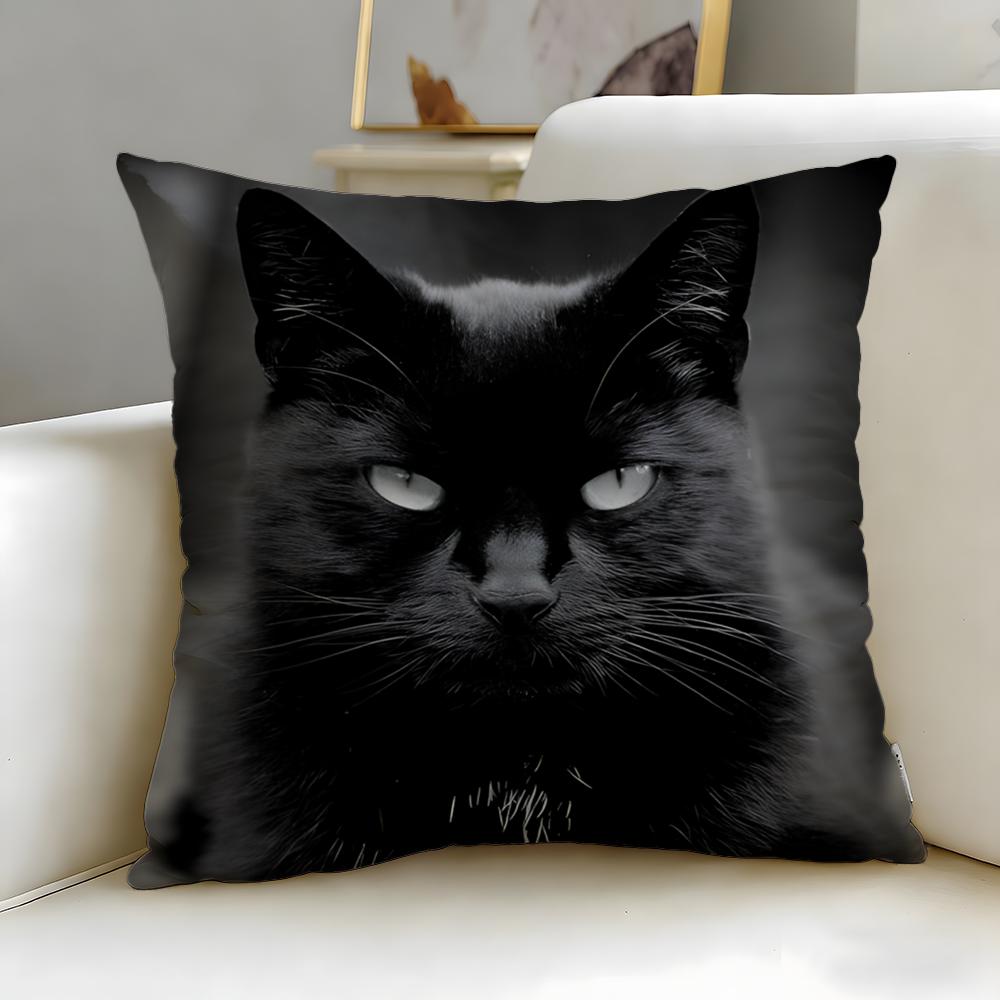 classic theme black cat Cushion Cover Soft & Easy-Wash Pillow Case – Versatile for Couch, Bed, Travel and Office