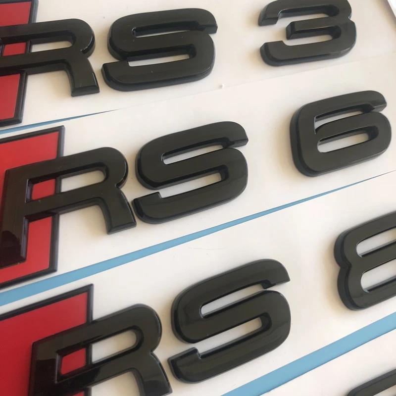 1Pcs Car Body Rear Trunk ABS Badge RS Emblem Stickers Decor Accessories For Audi S3 S4 S5 S6 S7 S8 RS3 RS4 RS5 RS6 RS7 RS8