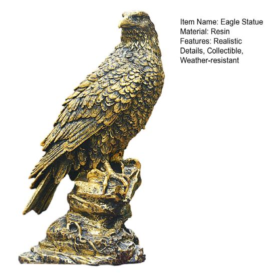 Garden Resin Eagle Statue, Outdoor Standing Eagle Sculpture, Yard Lawn Eagle Ornament, Housewarming Gift for Friends Family