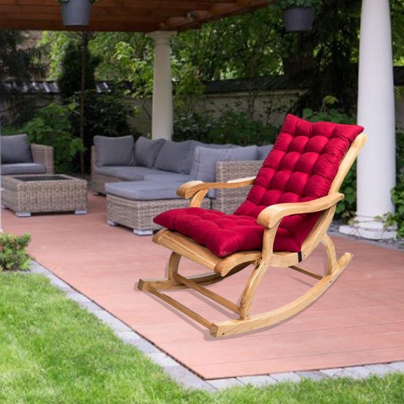 Suede Sun Lounger Chair Cushions Non Slip Rocking Chair Cushion Garden Recliner Quilted Thick Padded Seat Cushion With Ties