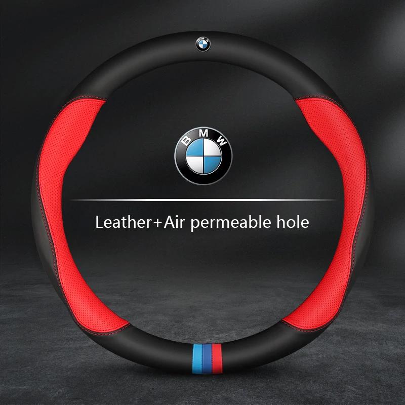 For BMW Car Steering Wheel Cover M X1 X3 X5 X6 G20 G30 E39 E46 E87 E90 E92 F10 F15 F30 Carbon Fiber Suede Leather Accessories