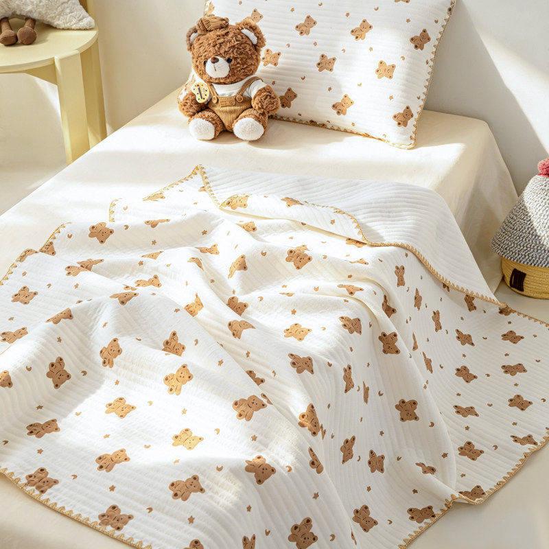 Pure Cotton Children's Cartoon Gauze Blanket for Office or Home - Lightweight Summer Quilt